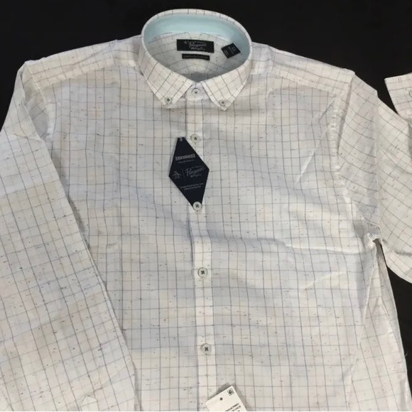 Original Penguin Mens Heritage Slim Fit White Plaid Long Sleeve shirt Size 15.5 - Picture 7 of 8